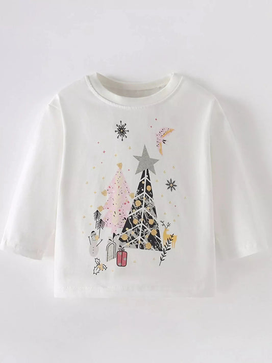 Children's Christmas Tree Graphic Long Sleeve T-Shirt Simply Love