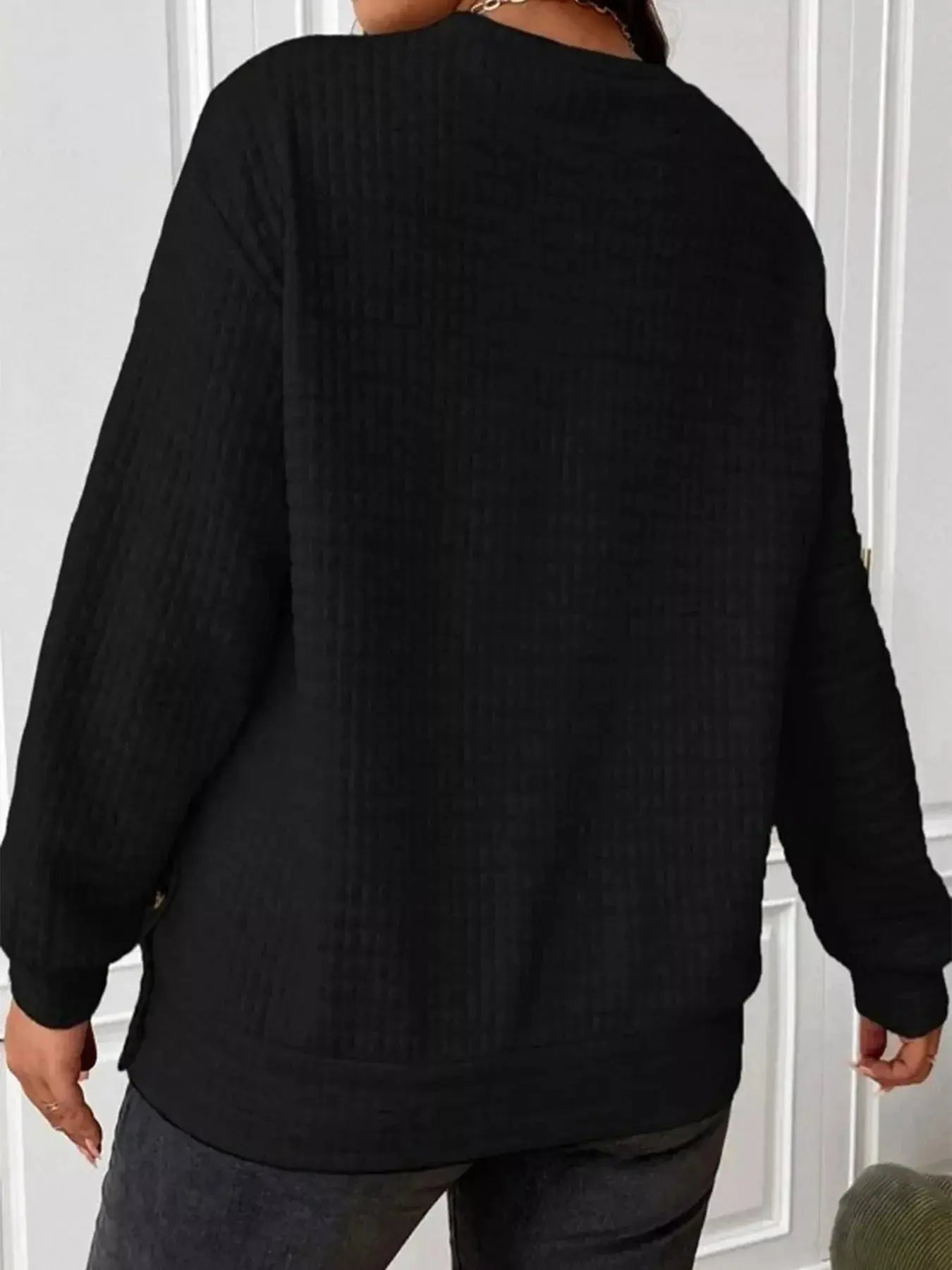 Textured Round Neck Sweatshirt Simply Love