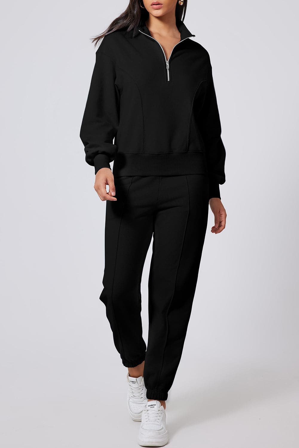 Half Zip Long Sleeve Top and Joggers Active Set.