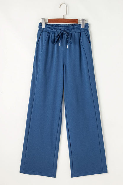 Drawstring Elastic Waist Straight Leg Pants