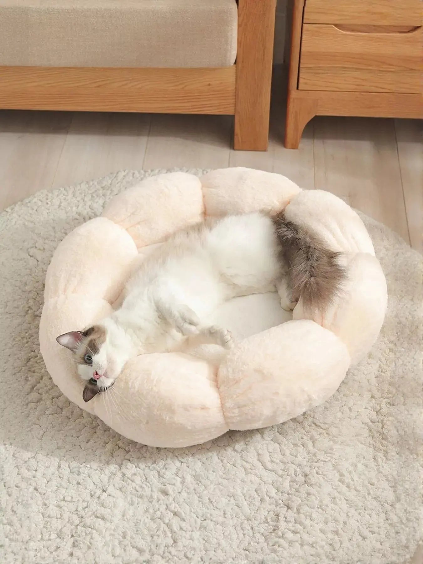 Round Plush Pet Nest with Cloud Pillow Simply Love