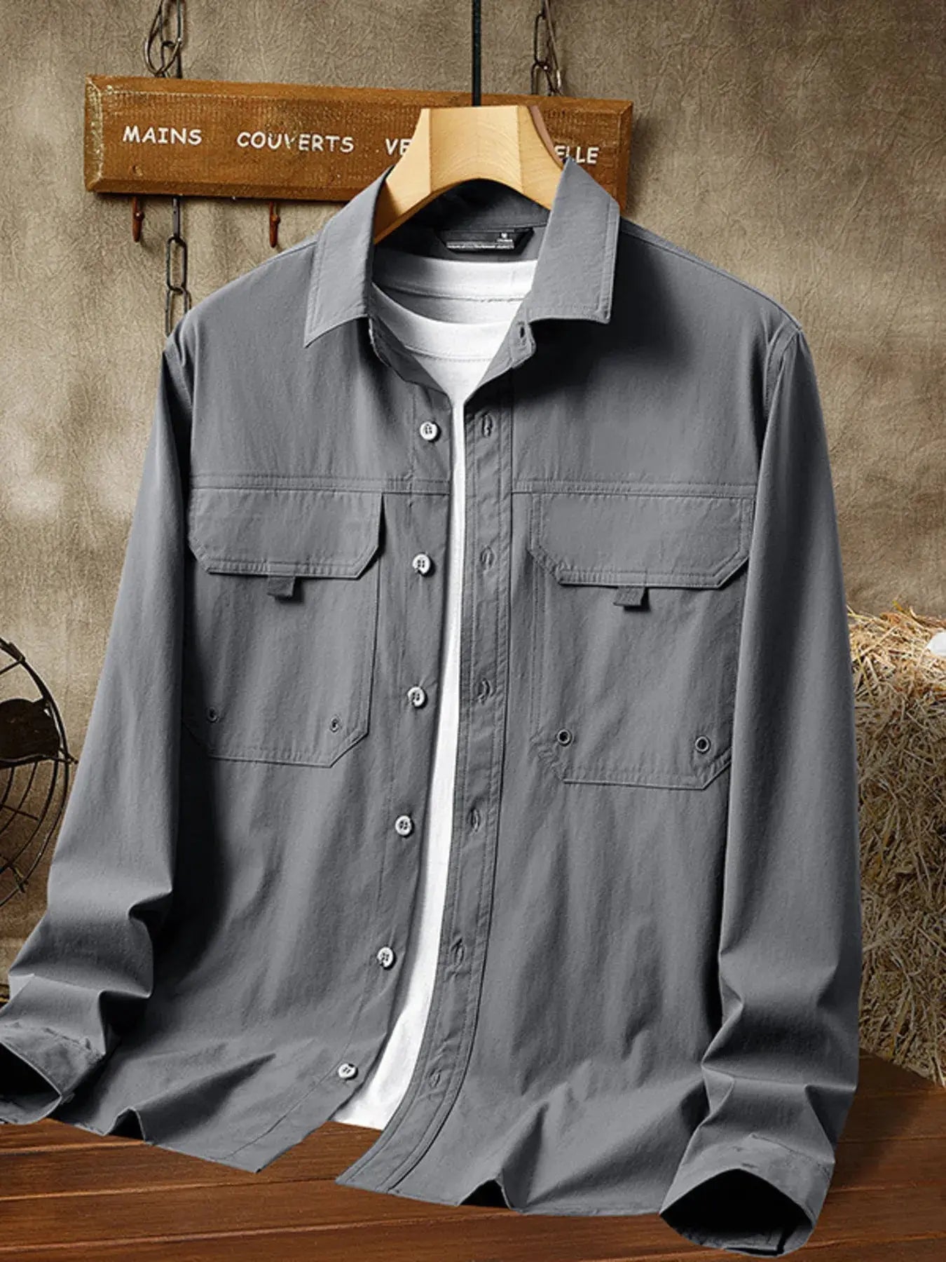 Men's Plus Size Casual Lightweight Button-Down Shacket Simply Love