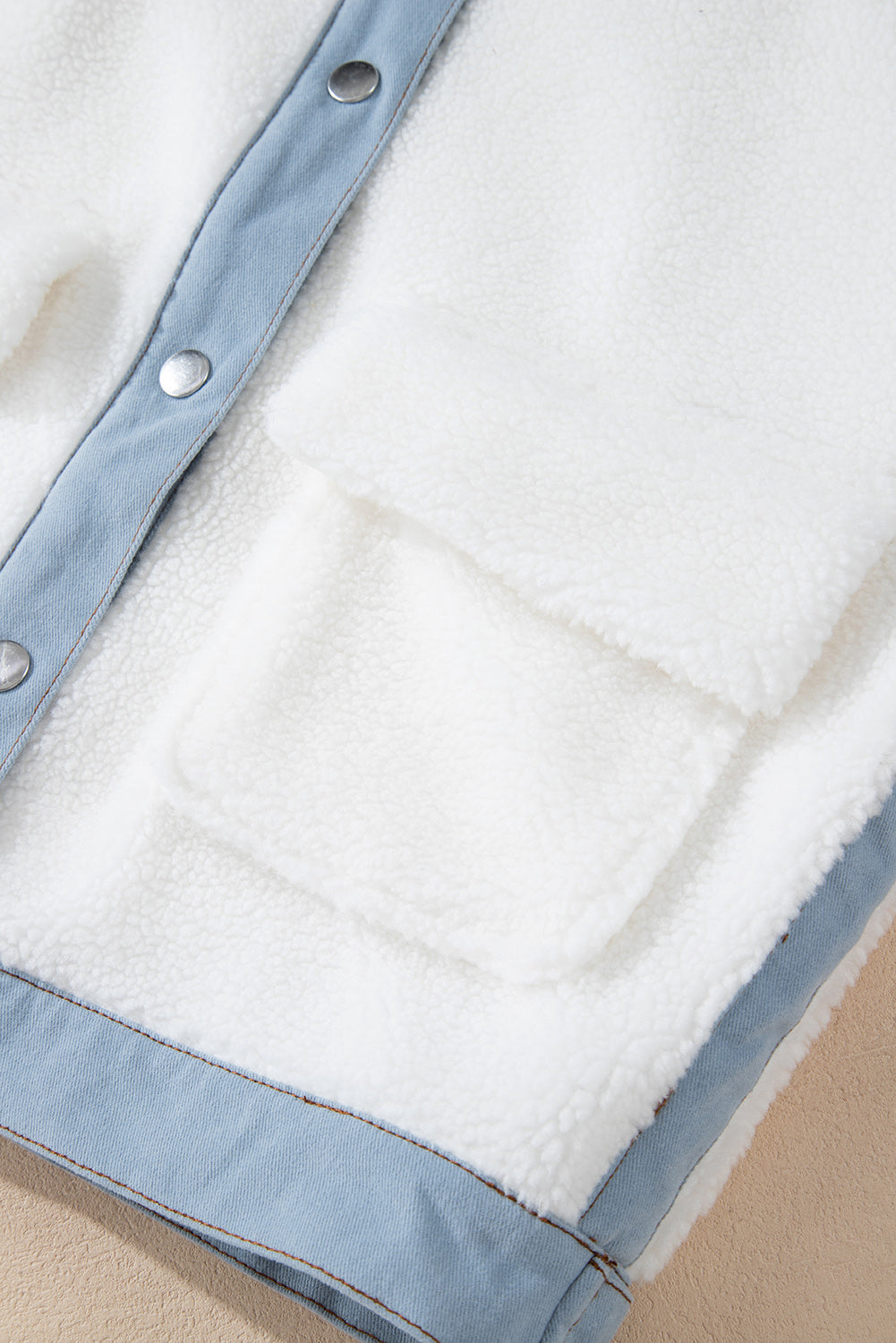 Chic white sherpa jacket with contrast trim