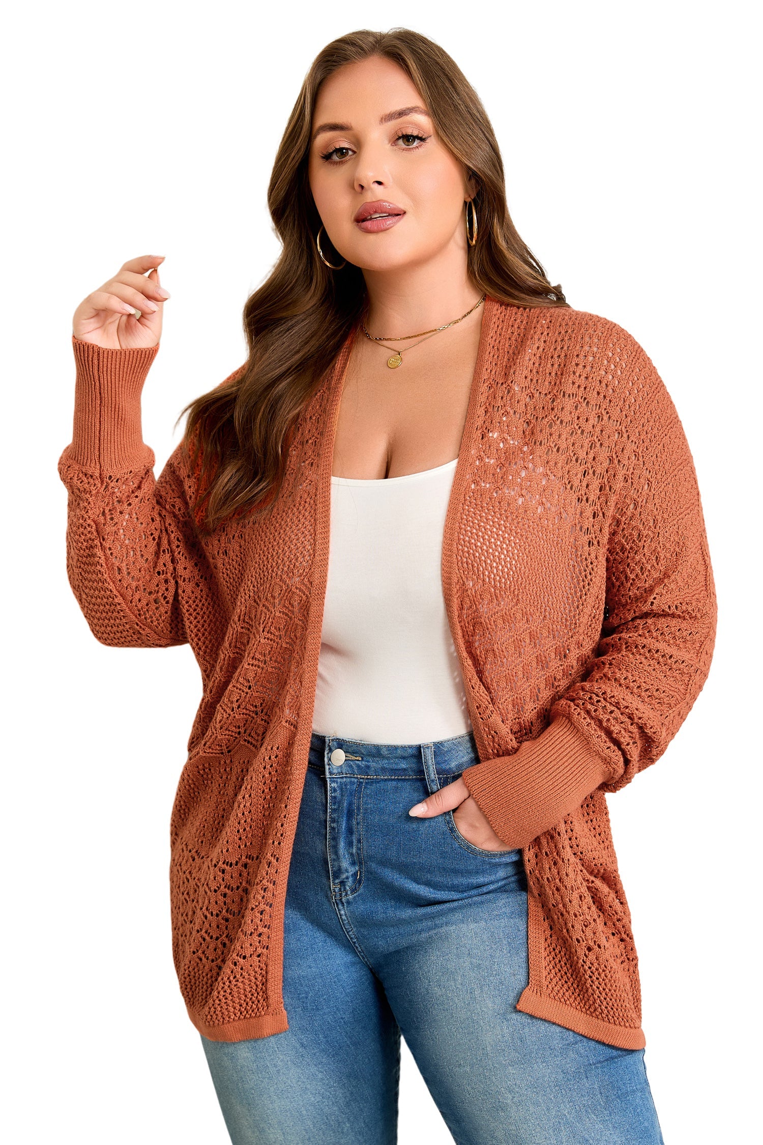 Dear-Lover Redwood Cardigan Women's Casual Open Front Knit Plus Size Fall Layering Dear-Lover Dropshipping