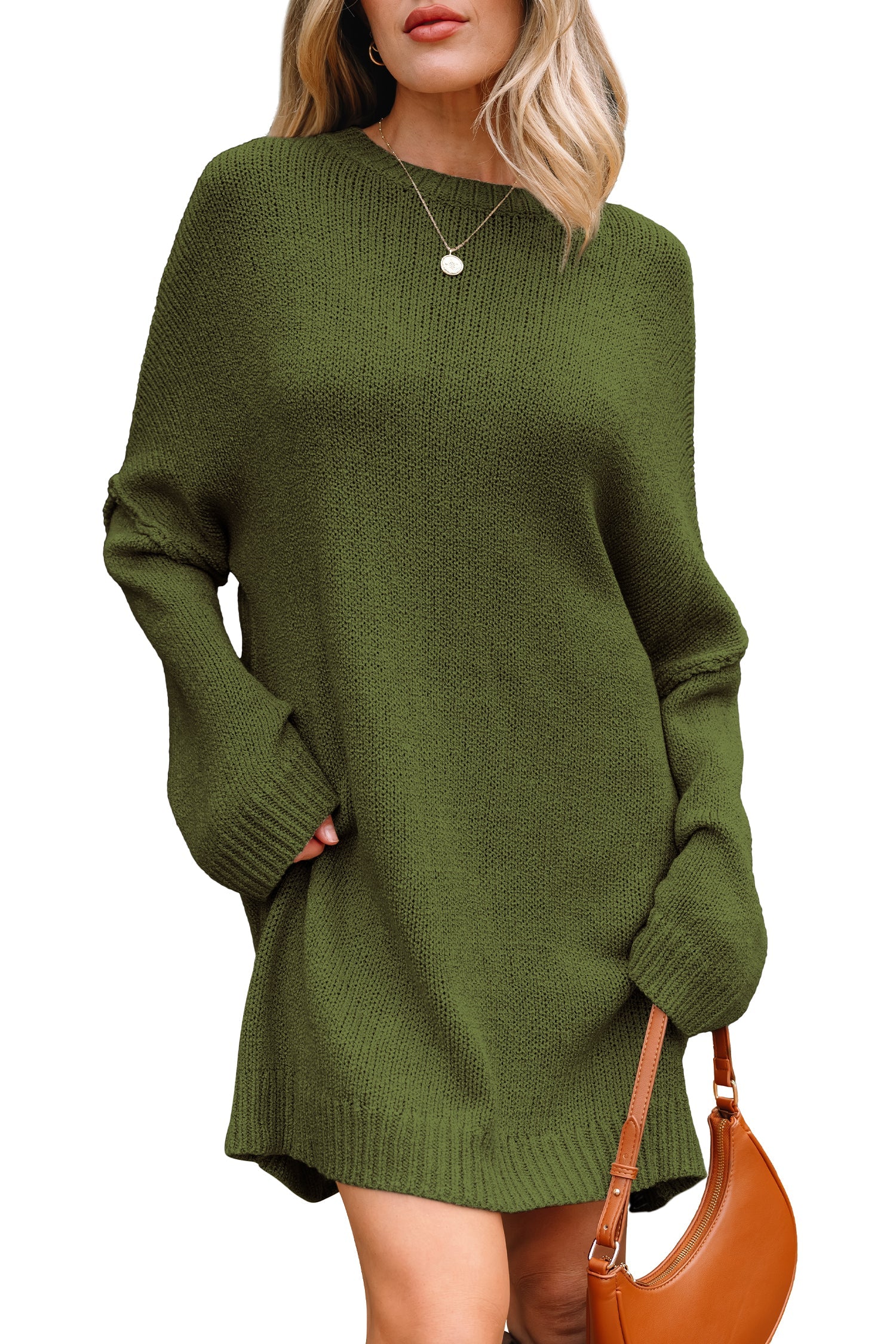 Four Leaf Clover Oversize Drop Shoulder Slouchy Sweater Dress Dear-Lover Dropshipping