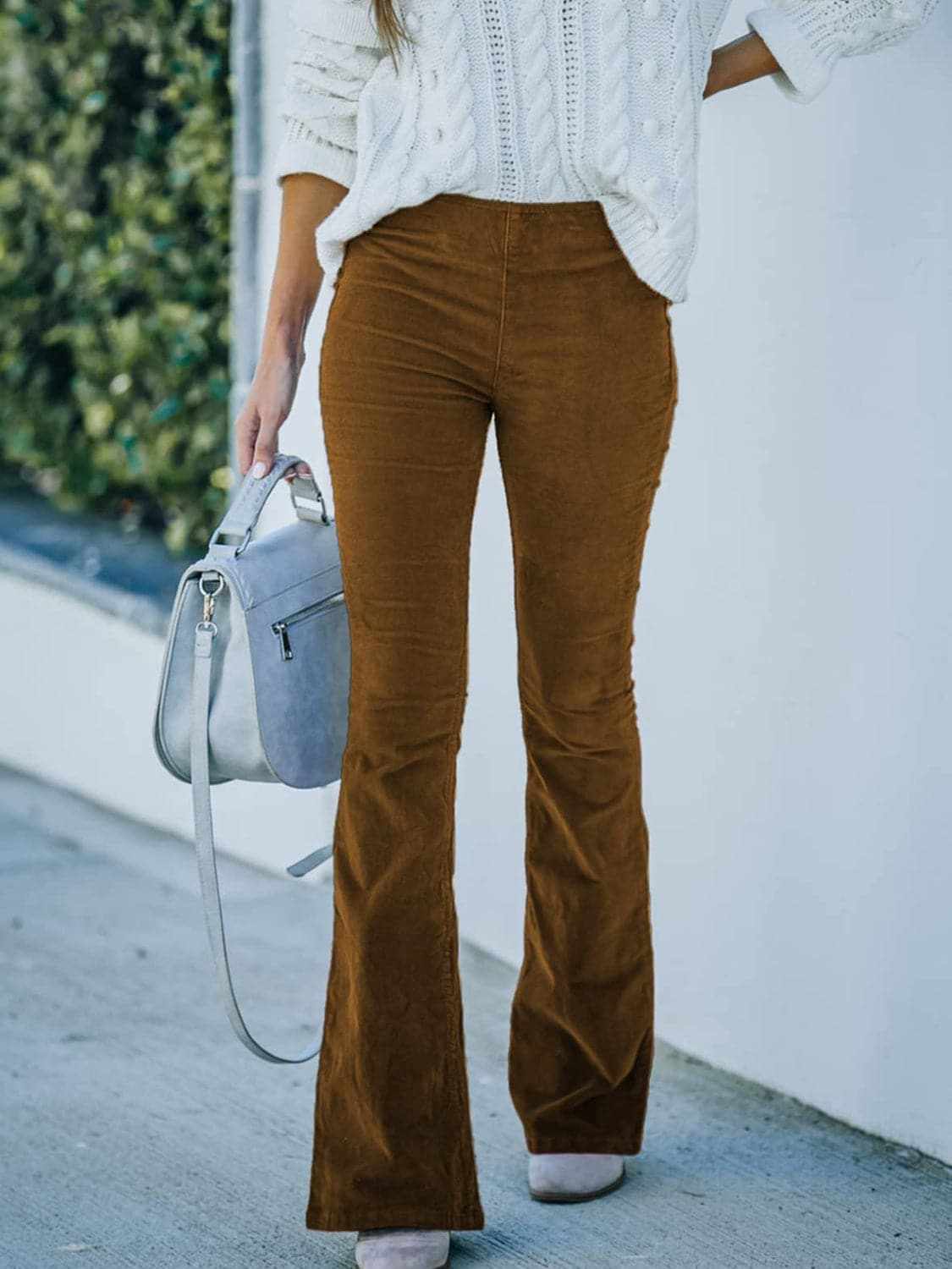 High rise bootcut trousers, polyester - Love Salve 