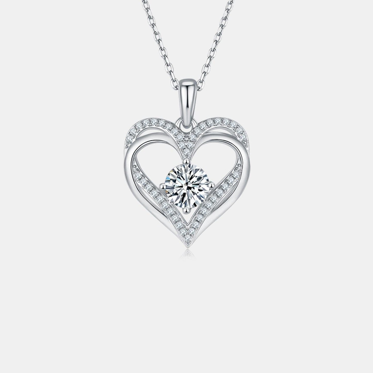 1.2 Carat Moissanite 925 Sterling Silver Heart Necklace.