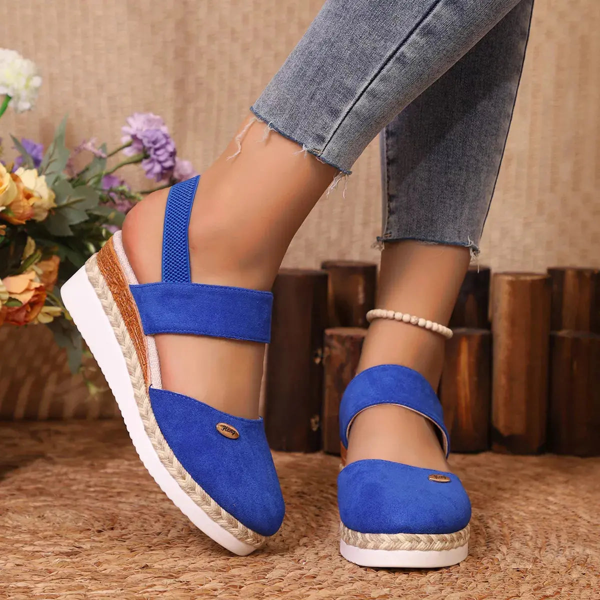 Espadrille Wedge Sandals with Ankle Strap Simply Love