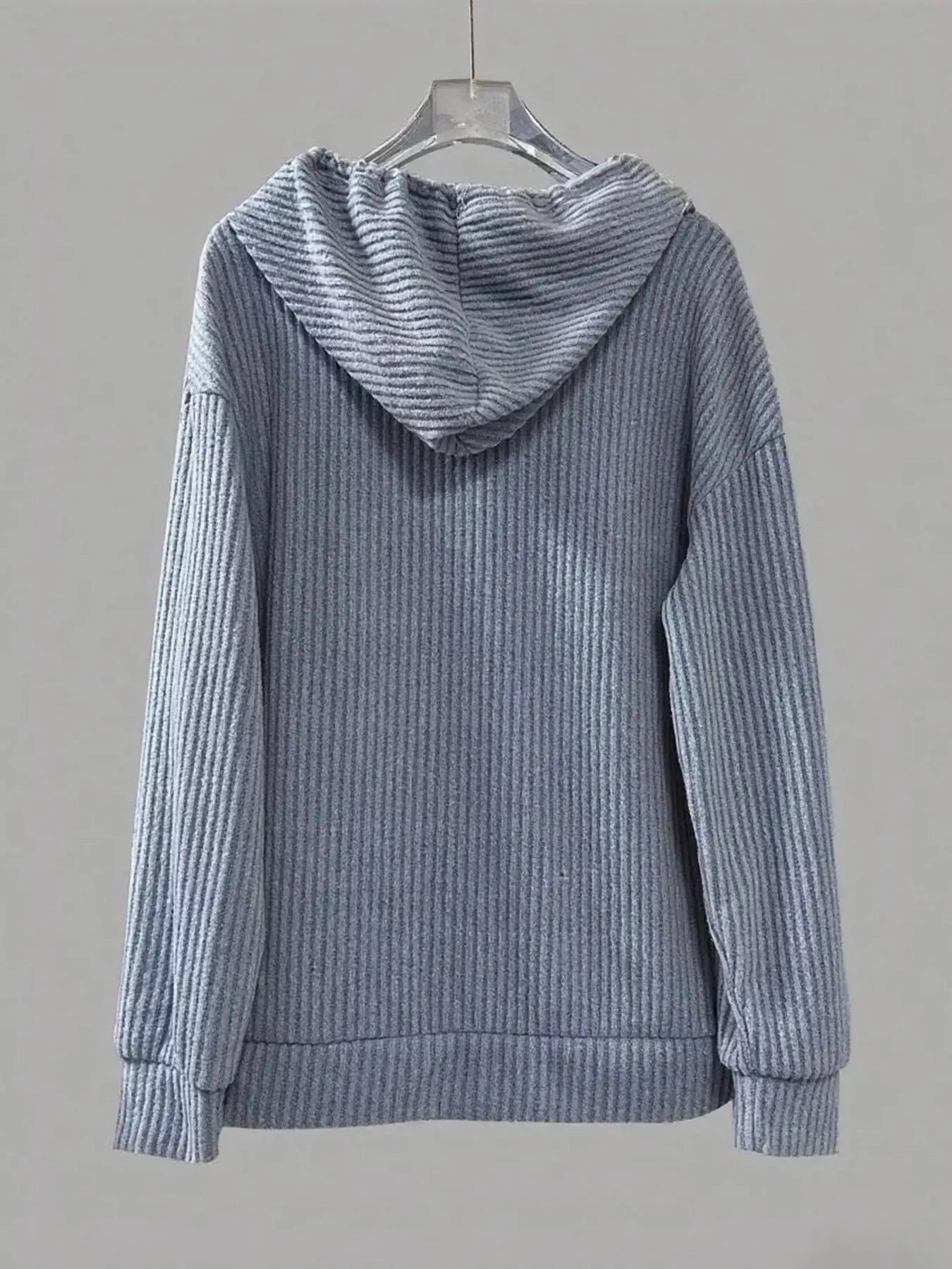 Button-Front Drawstring Hoodie Simply Love