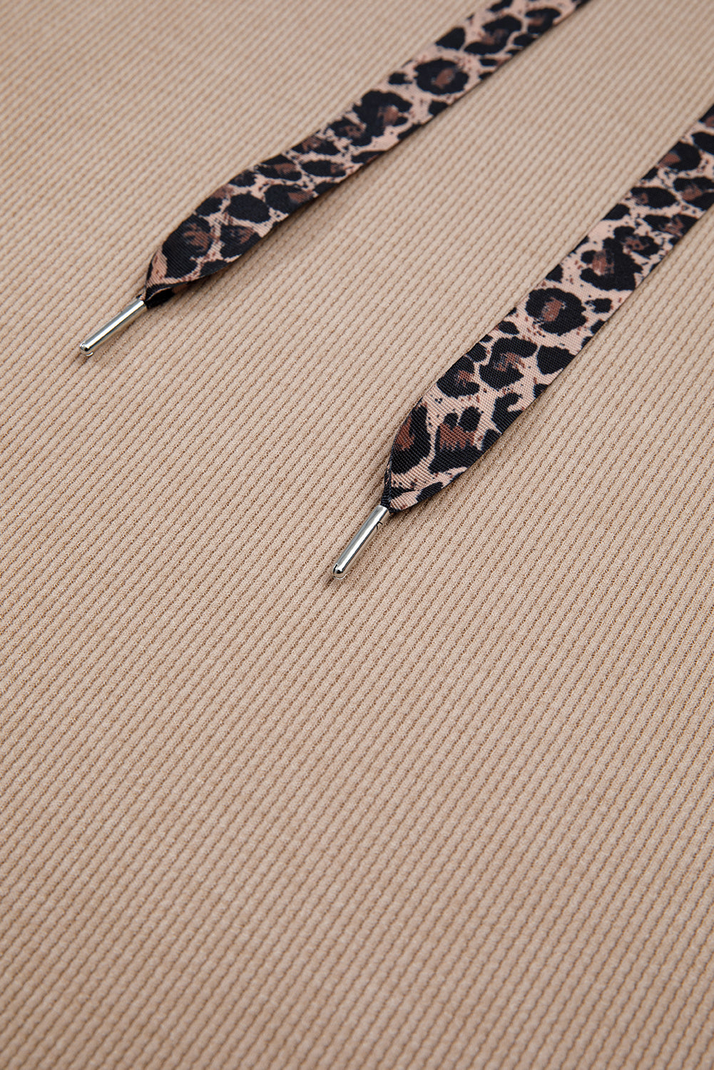 Dark Khaki Thermal Textured Leopard Drawstring Baggy Hoodie Dear-Lover Dropshipping