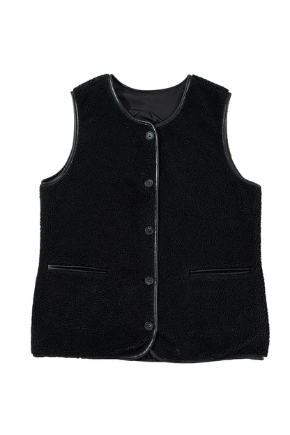 Sophisticated Black Fleece Vest