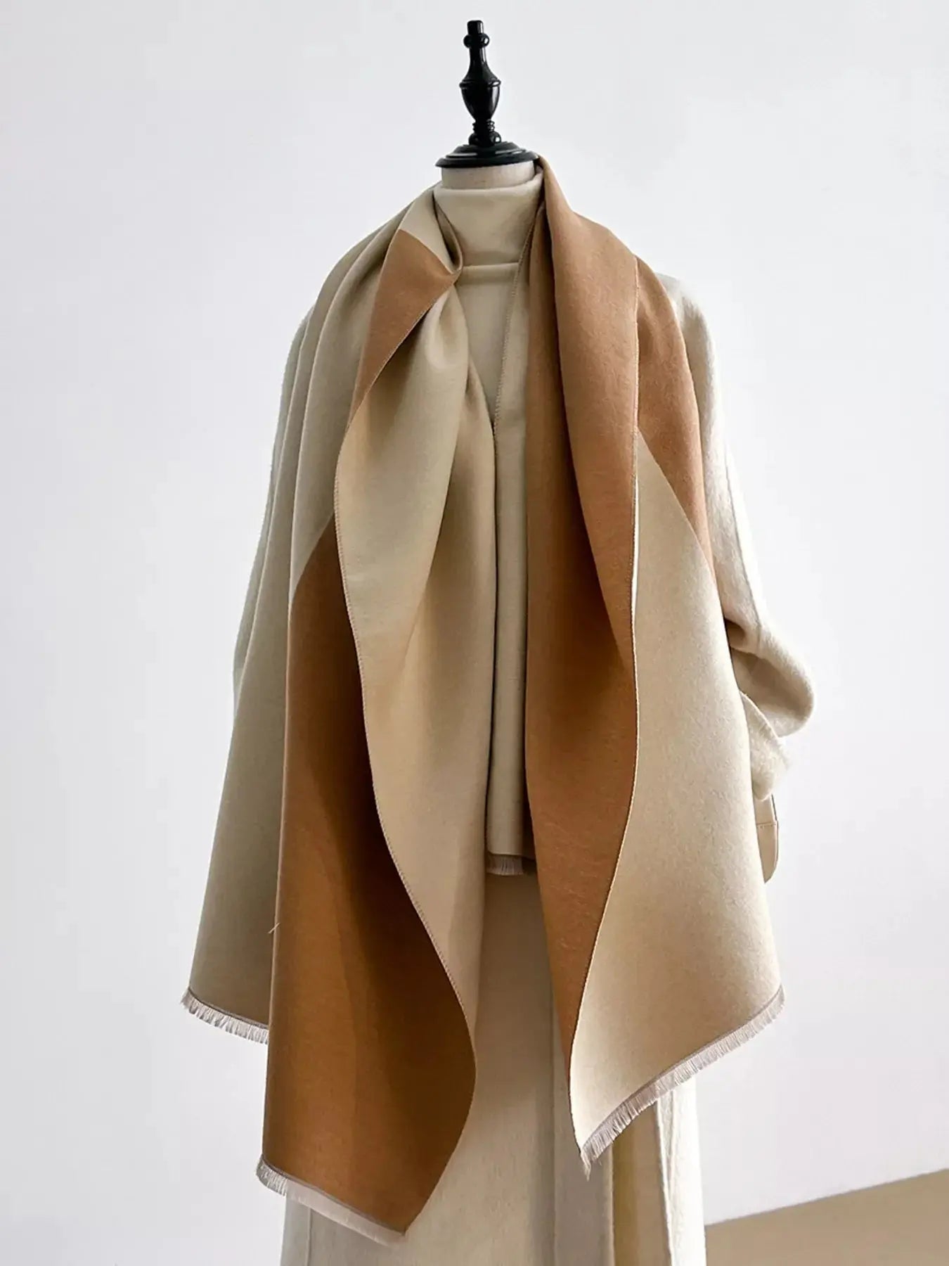 Two-Tone Raw Hem Scarf Simply Love