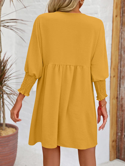 Round Neck Lantern Sleeve Mini DressFeatures: Basic style
Sheer: Opaque
Stretch: Slightly stretchy
Body: Not lined
Material composition: 100% polyester
Care instructions: Machine wash cold. Tumble dry Love Salve Round Neck Lantern Sleeve Mini Dress