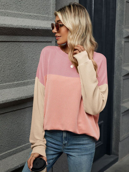 Chic long sleeve contrast tee