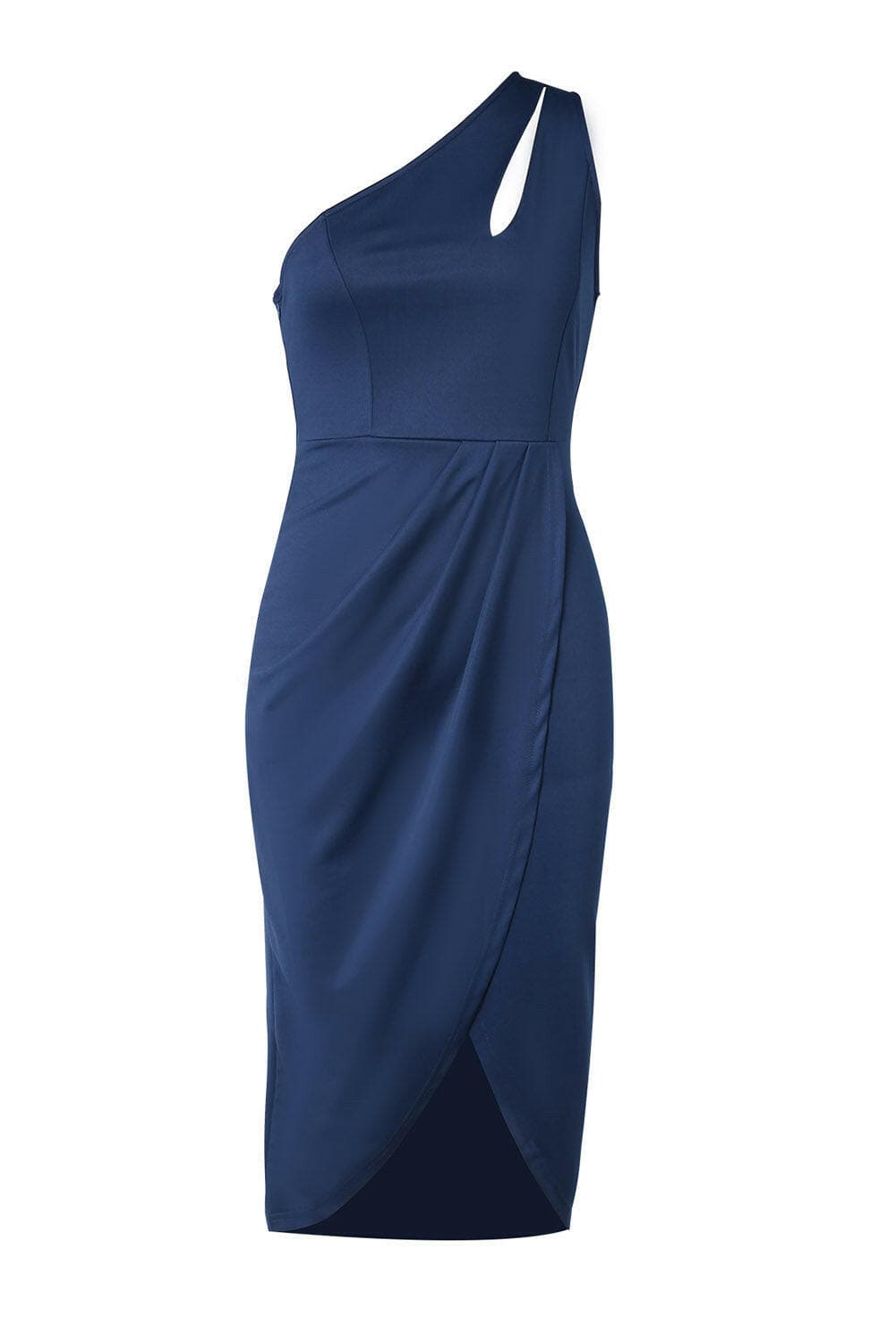 Ruched Cutout Single Shoulder Dress.