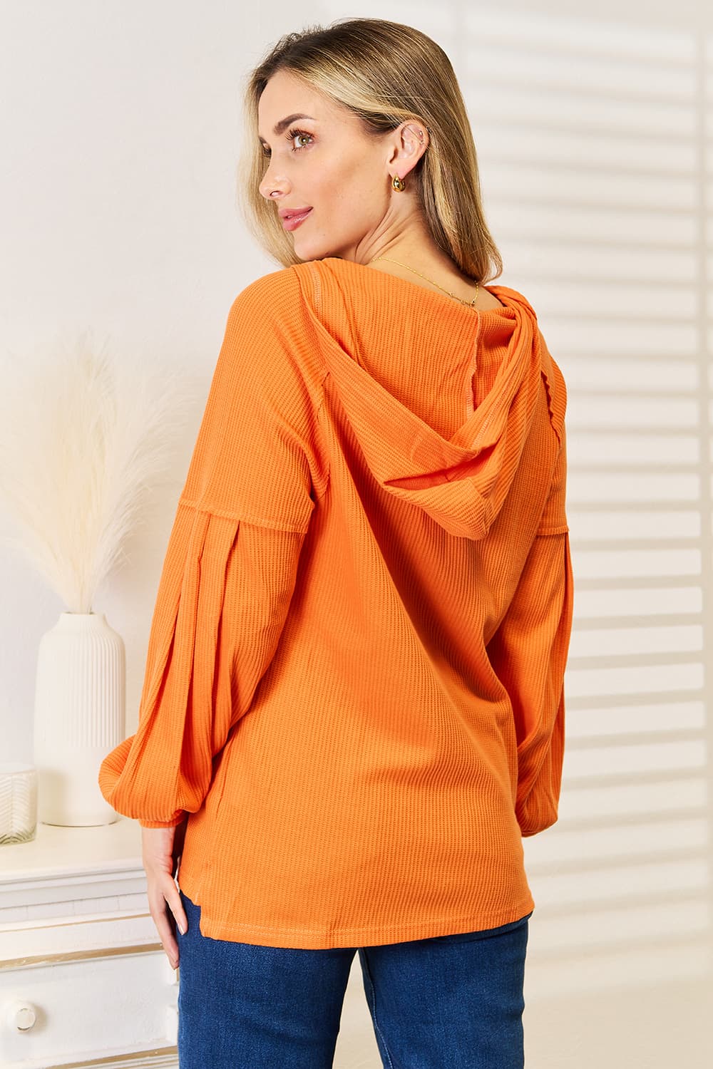 ShopBasicbae: Waffle Knit Hoodie - Side Slit