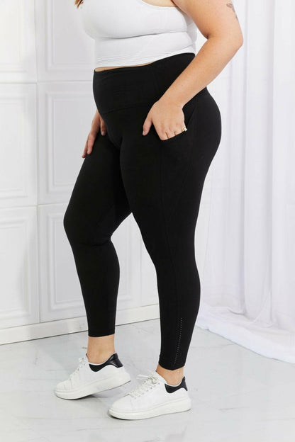 Leggings Depot Full Size Strengthen and Lengthen Reflective Dot Active Leggings.