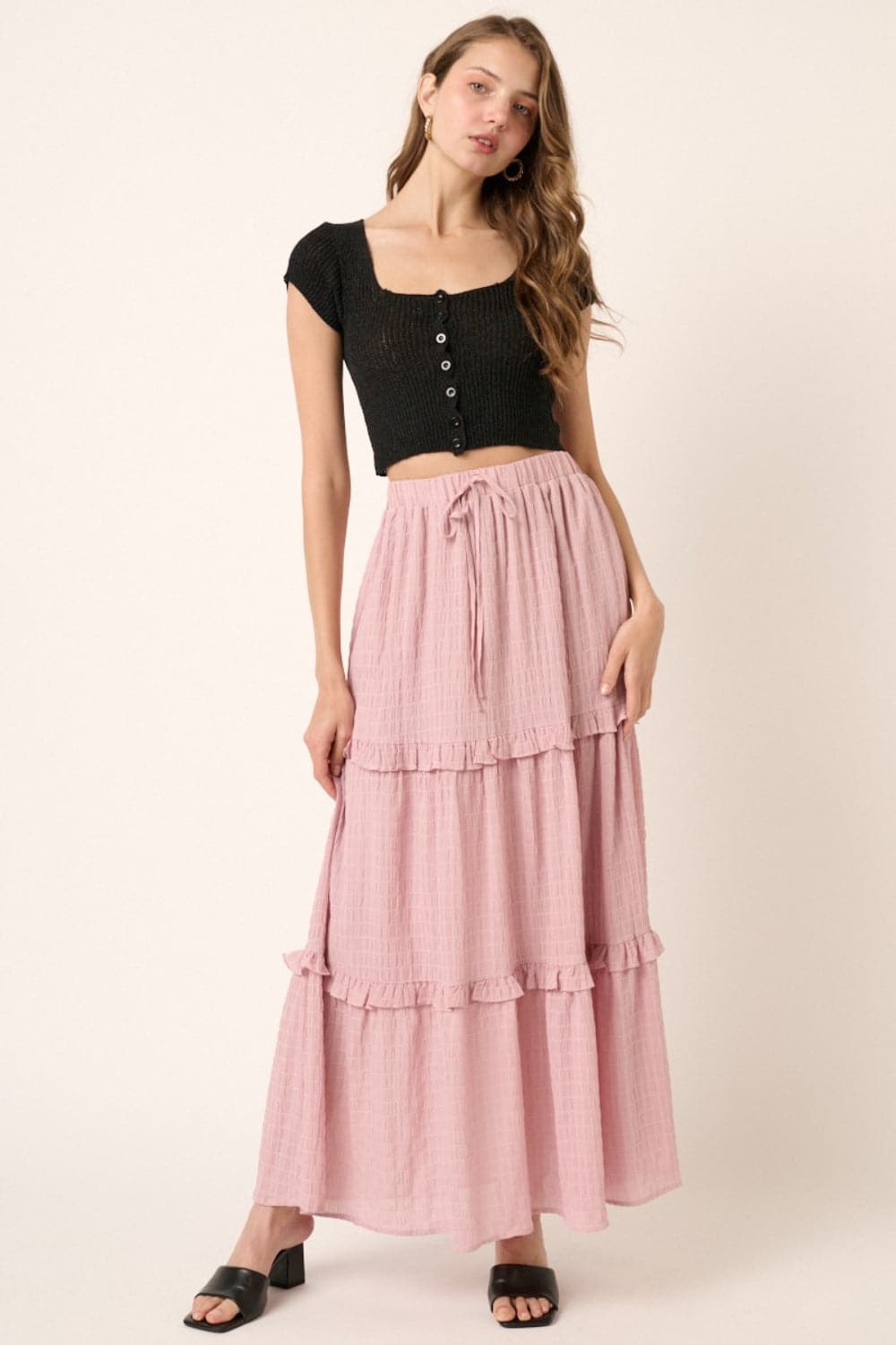 Mittoshop Drawstring High Waist Frill Skirt.