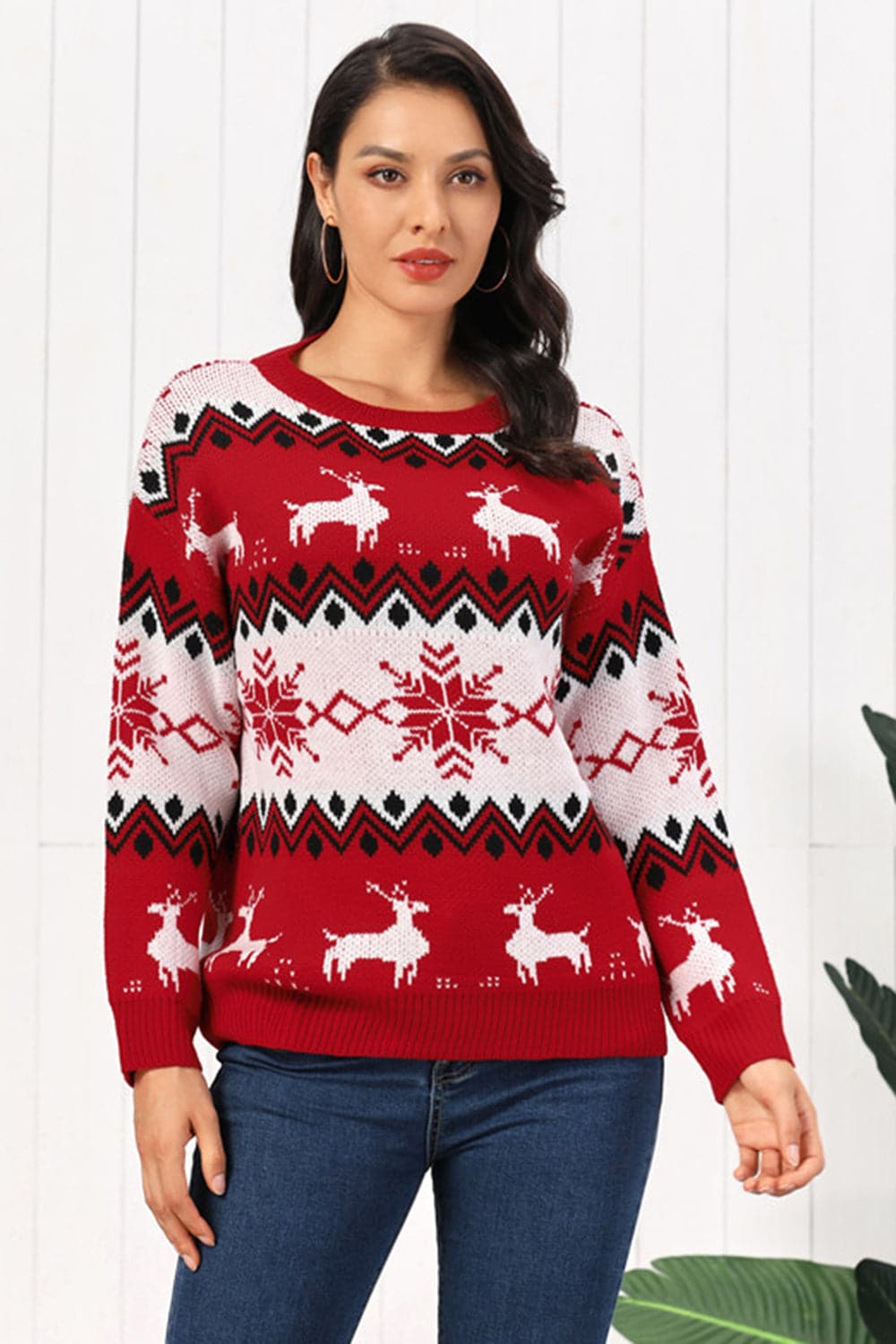 Reindeer Round Neck Sweater.