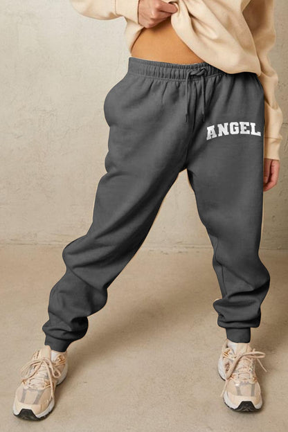 Simply Love Simply Love Full Size Drawstring Angel Graphic Long Sweatpants.