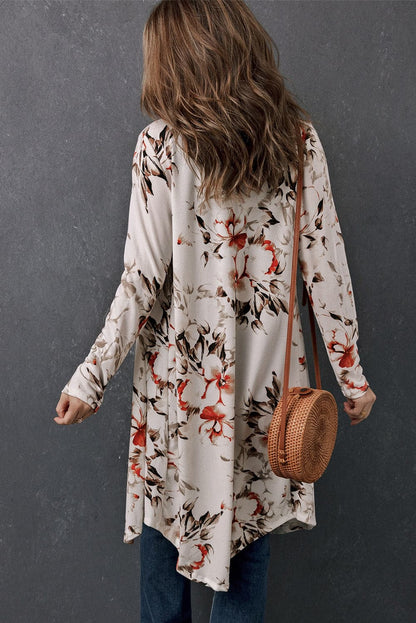 Double Take Printed Open Front Longline Cardigan.