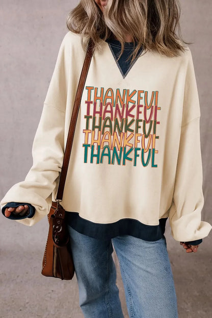 Grateful vibes round neck long sleeve sweatshirt