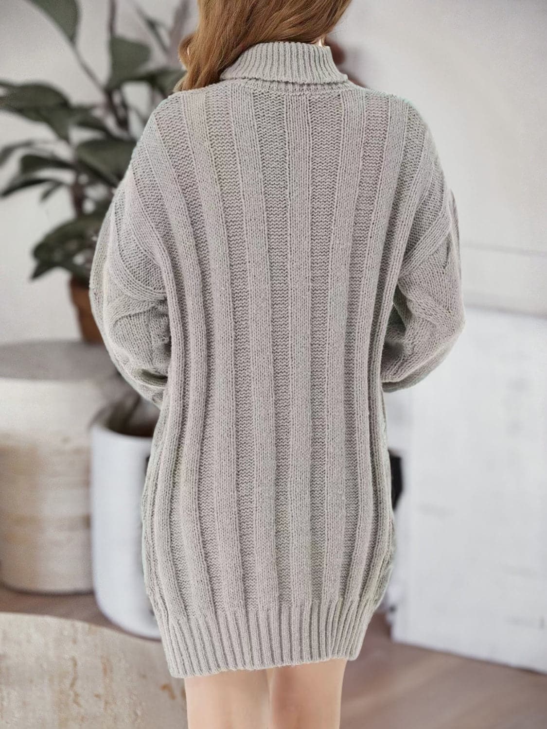 Cable-Knit Turtleneck Sweater Dress.