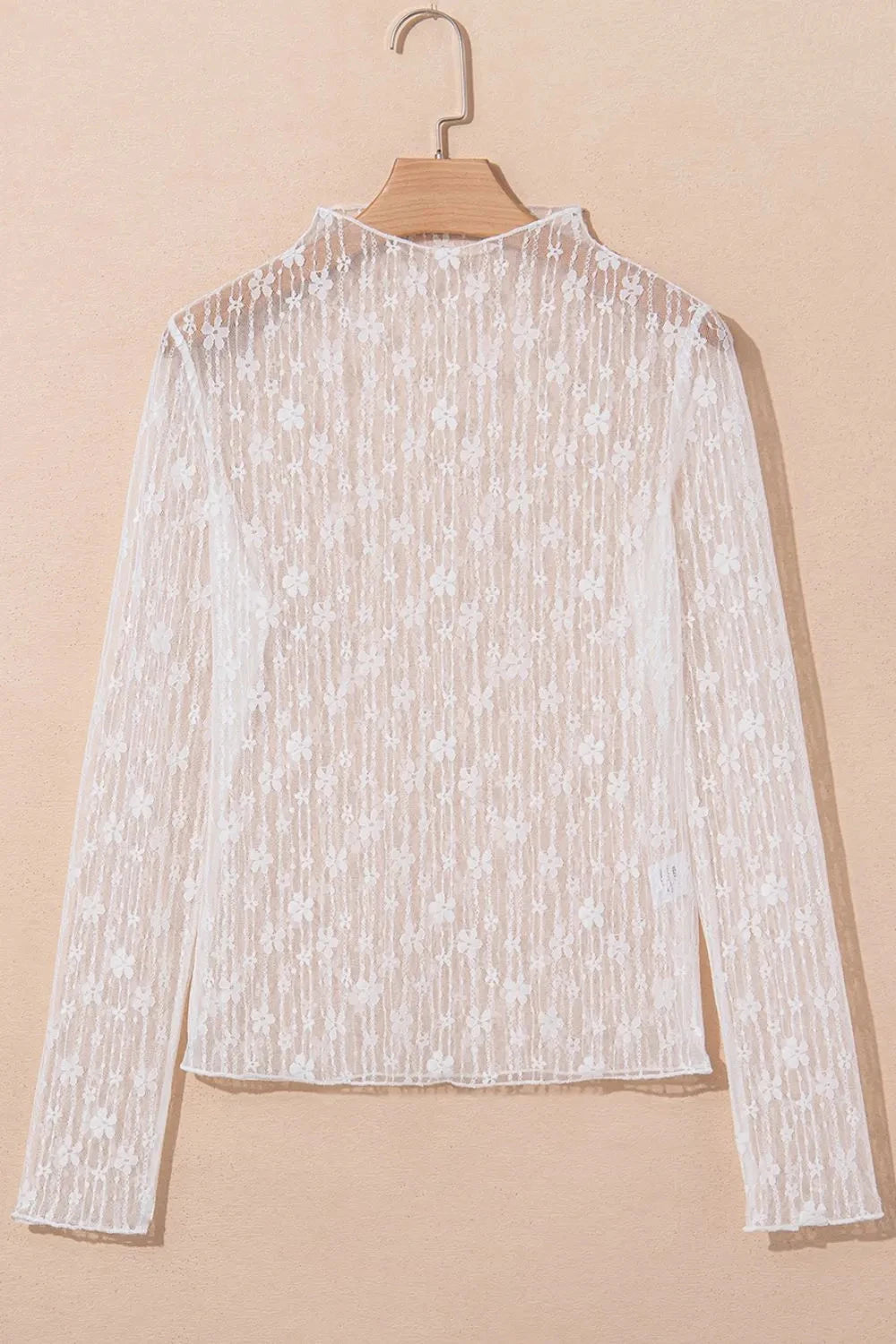 Sheer Floral Lace Long Sleeve Slim Fit Top Simply Love