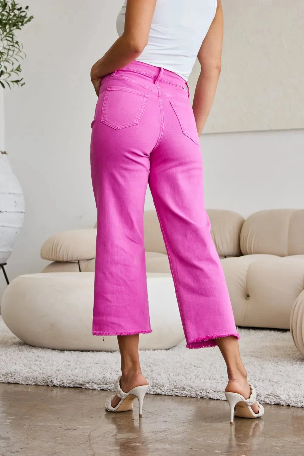 RFM Crop Chloe Full Size Tummy Control High Waist Raw Hem Jeans Coco’s Tee Boutique