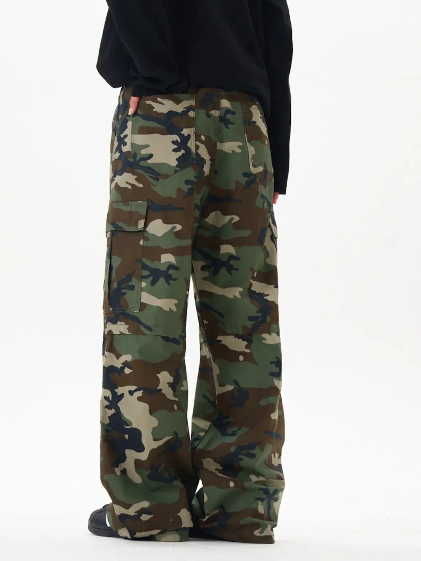 Mens Loose Fit Camouflage Cargo Pants Hundred Percent Cotton With Pockets Simply Love