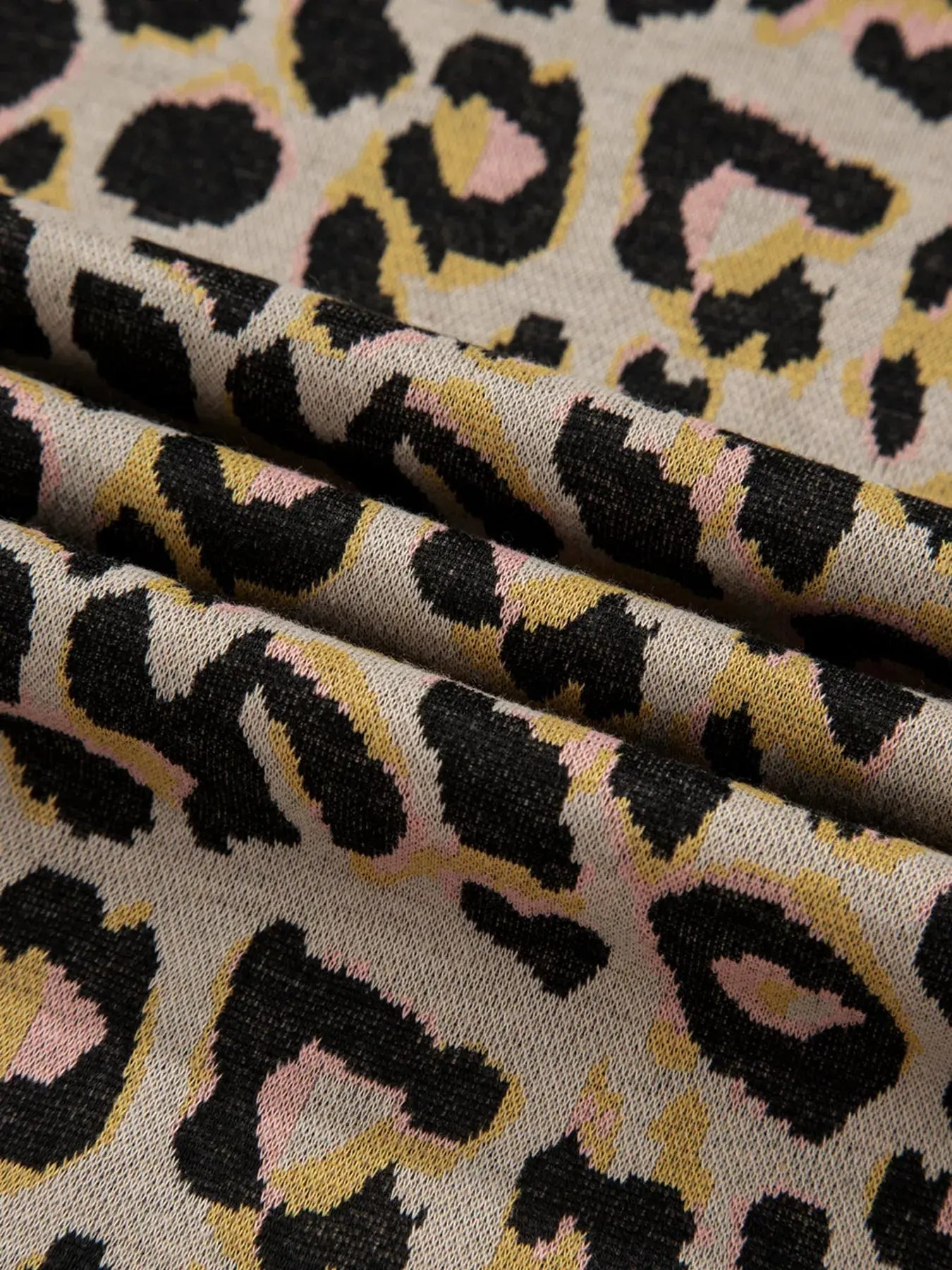 Leopard Print Lounge Set With Pink Trim Drawstring Shorts And Long Sleeve Top Simply Love