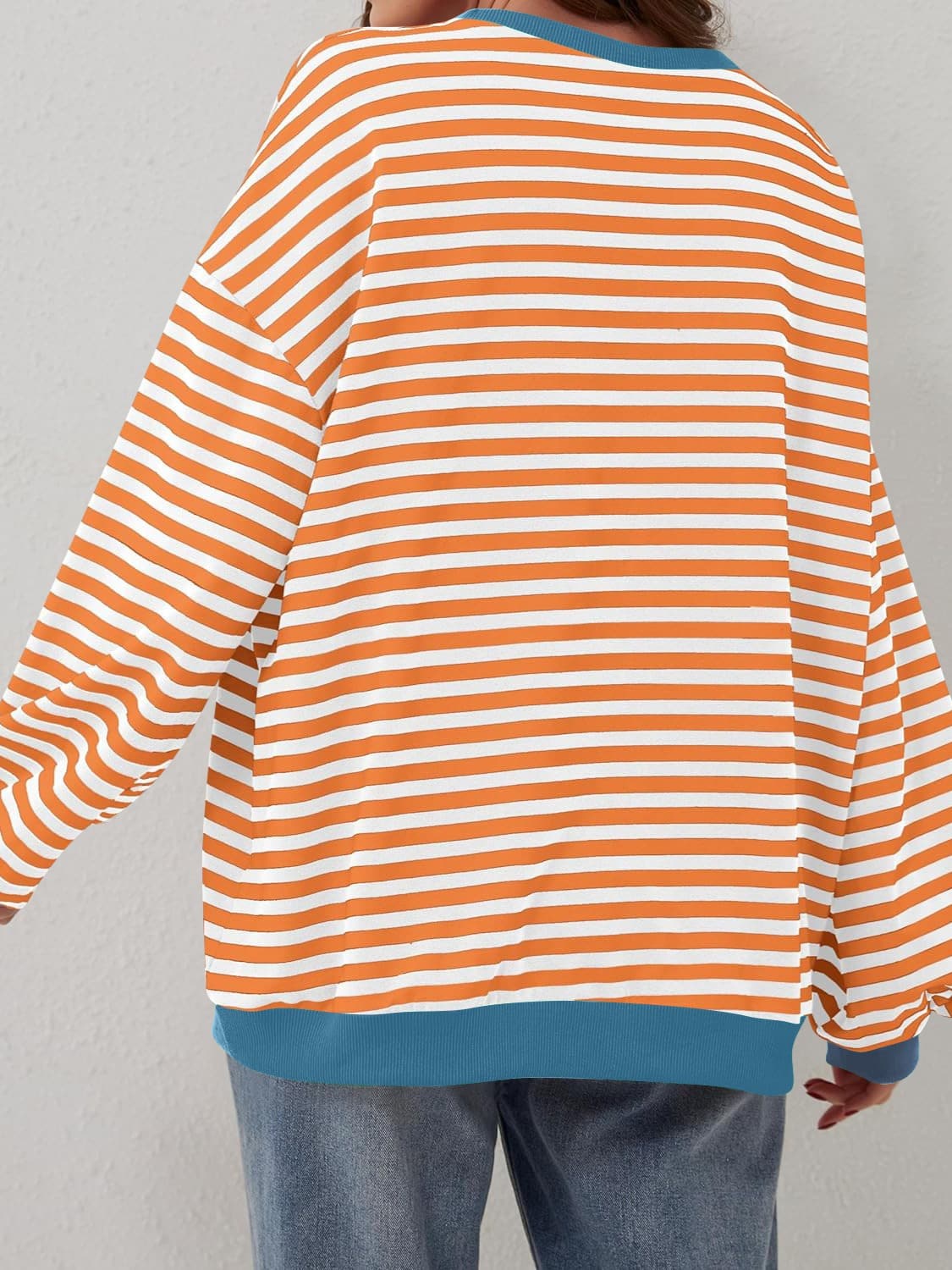 Contrast Striped Long Sleeve Sweatshirt.