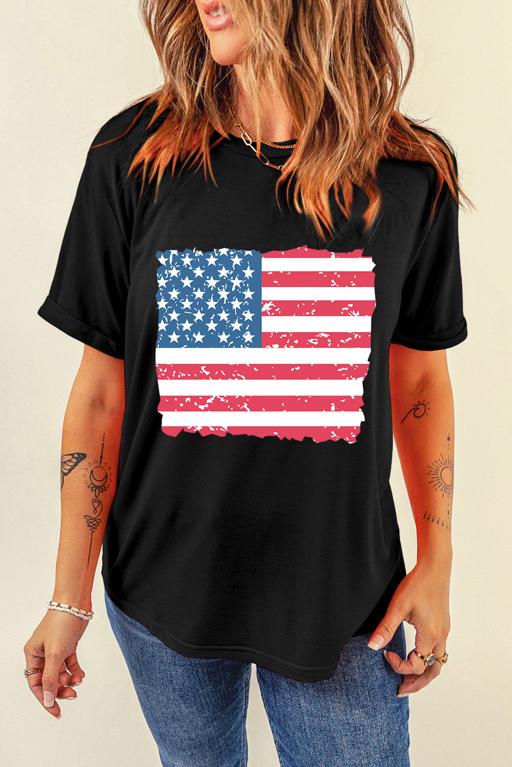 US Flag Round Neck Short Sleeve T-ShirtUS Flag Round Neck Short Sleeve T-Shirt

Embrace your patriotic spirit with the US Flag Round Neck Short Sleeve T-Shirt. This stylish yet comfortable tee is perfect Love Salve Flag Round Neck Short SleeveT-Shirts