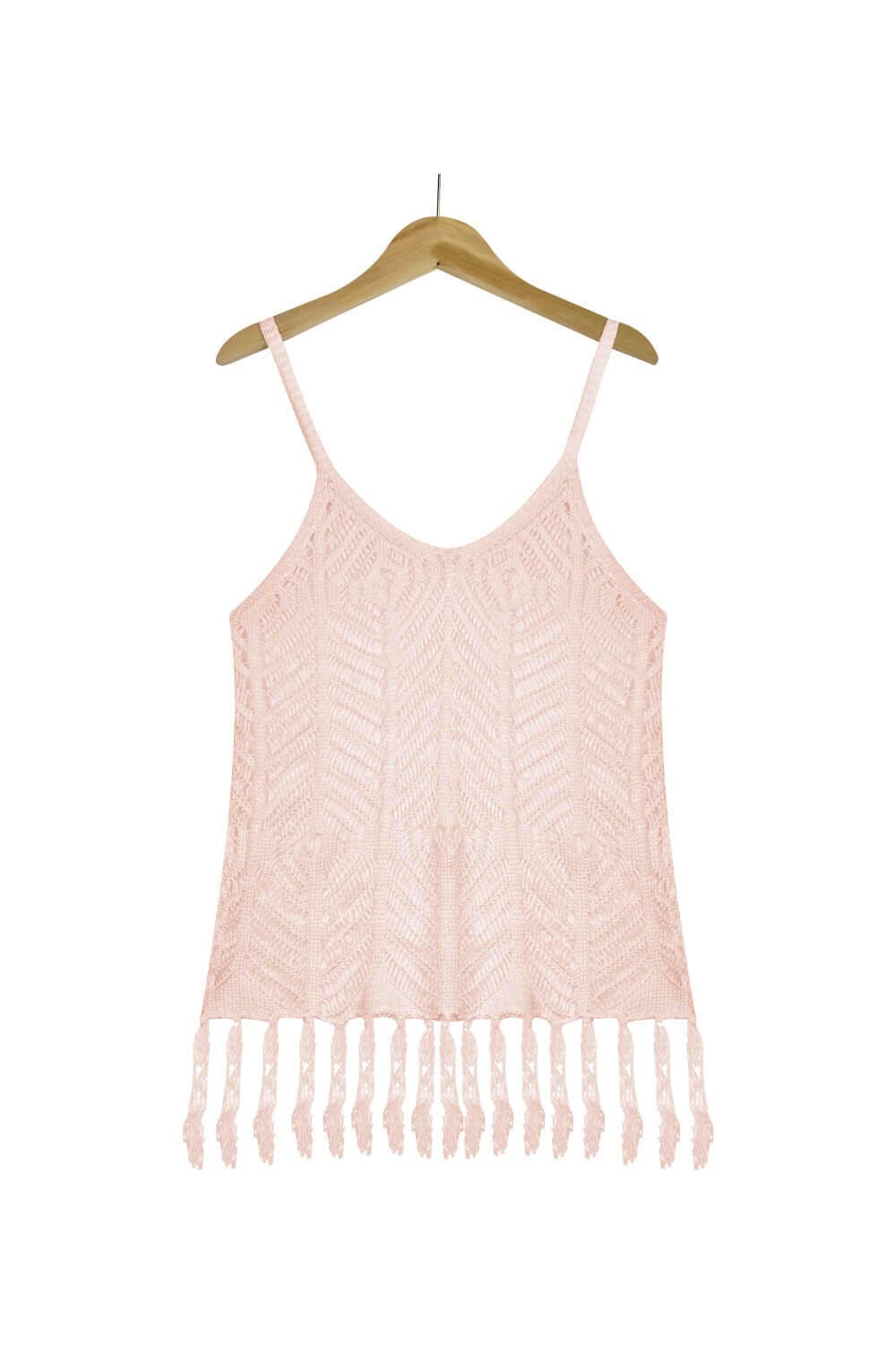 Openwork Fringe Hem Sleeveless Cover Up.