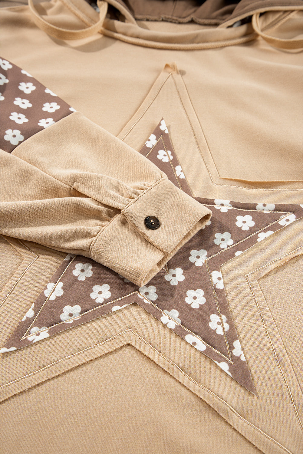 Apricot floral star patch hoodie