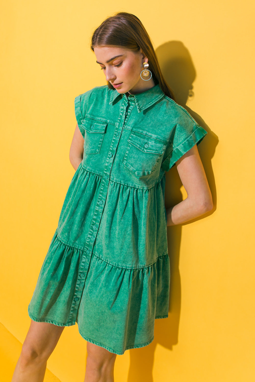 NO DULL MOMENTS DENIM MINI DRESS Flying Tomato