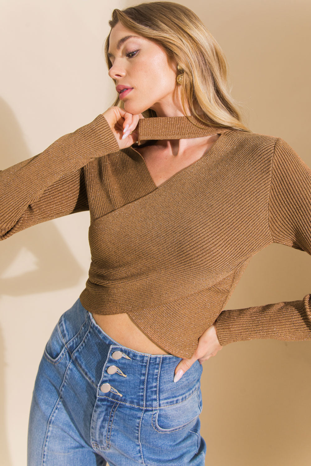 DEVOTION METALLIC SWEATER CROP TOP Flying Tomato