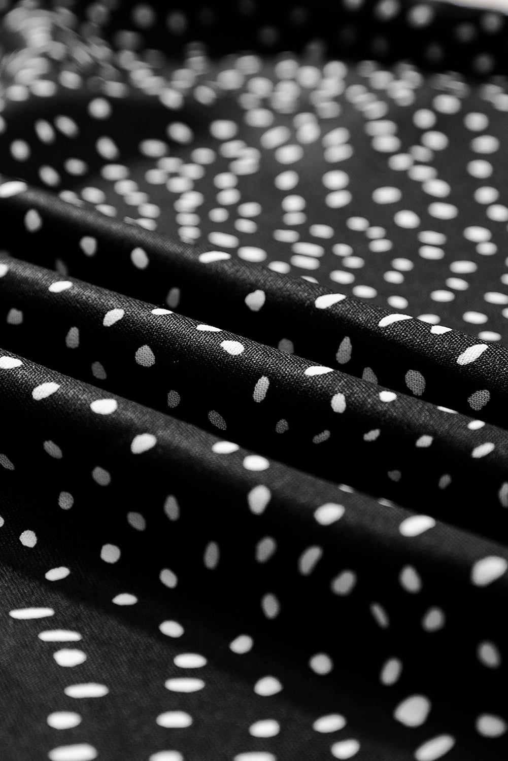 Fiery Red Spotted Print Pleated Ruffle Sleeve Blouse Divine Design4U