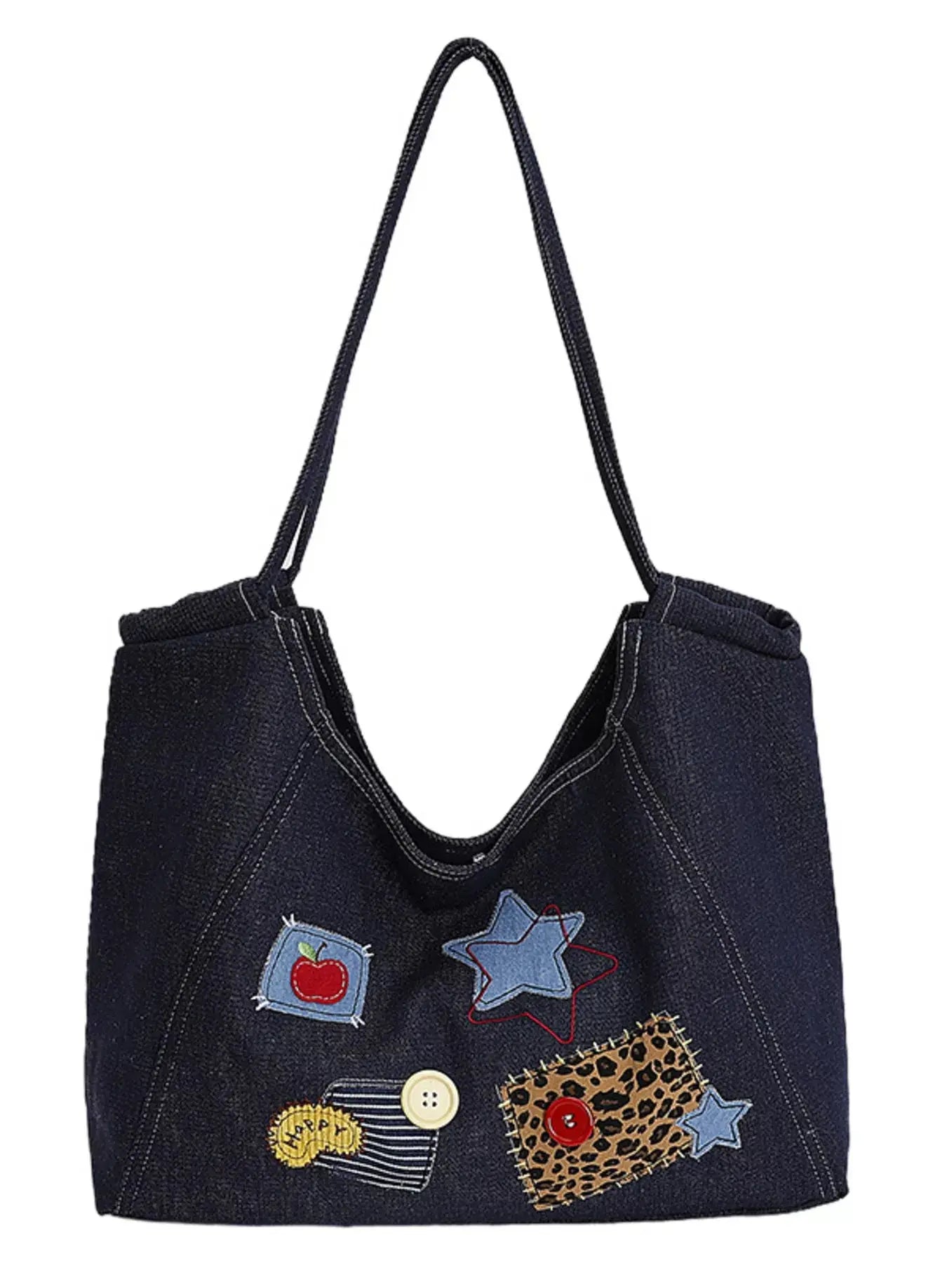 Denim Patchwork Embellished Handbag Simply Love