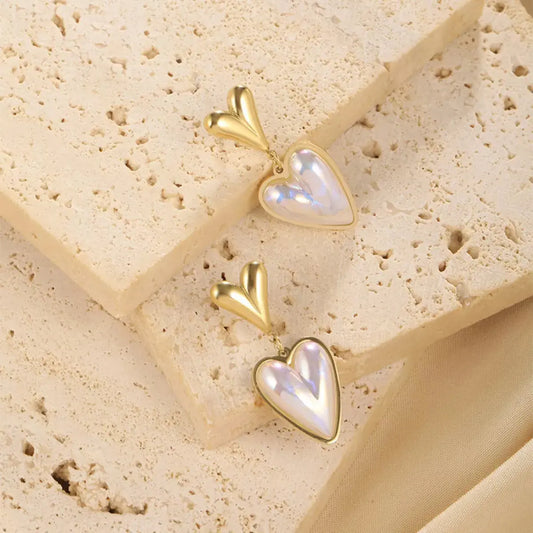 Heart-Shaped Pearl Drop Earrings Simply Love