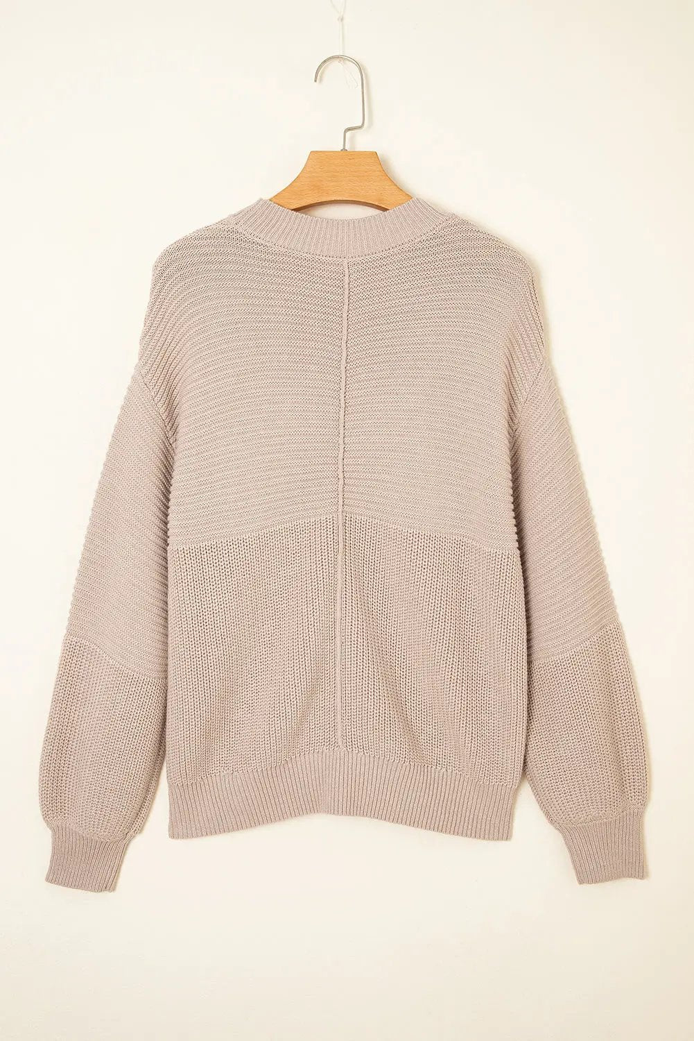 Premium Parchment Mixed Texture Patchwork Knitted Puff Sleeve Sweater Dear-Lover Dropshipping
