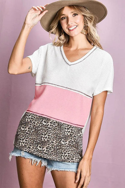 BiBi Colr Block Waffle Knit Top - Love Salve 
