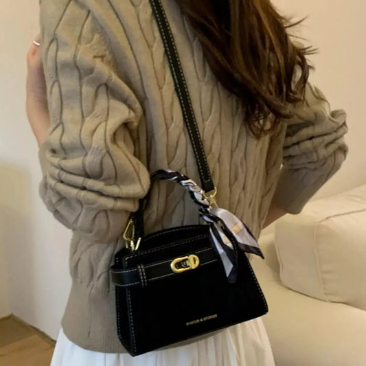 Suede Mini Crossbody Bag with Leather Strap Simply Love