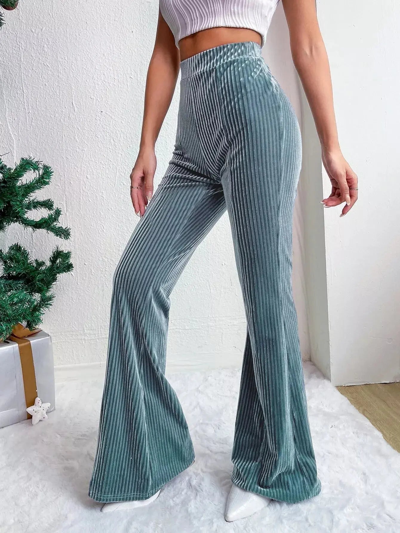 Corduroy High Waist Flare Pants Simply Love