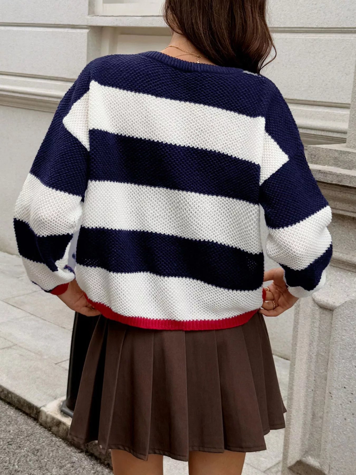 Striped Round Neck Sweater Simply Love