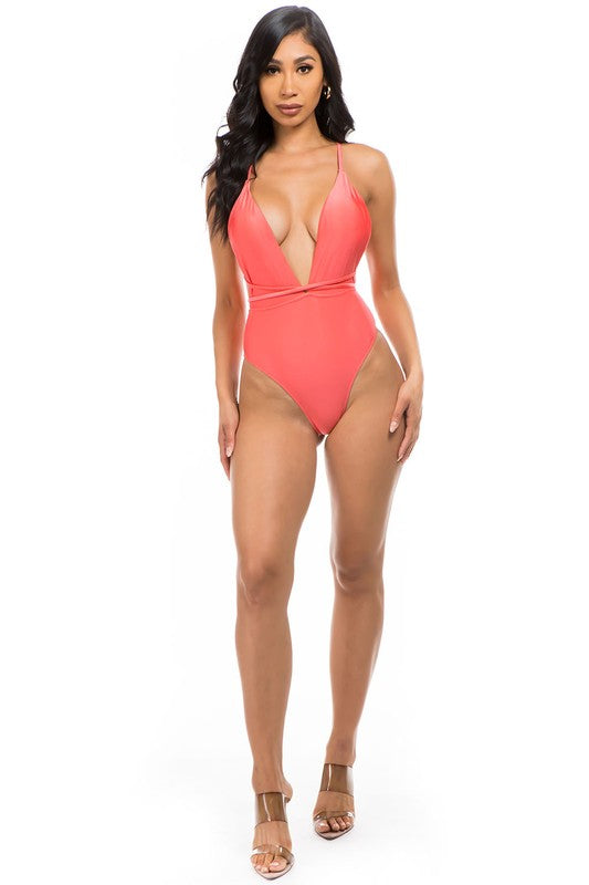 Luxe Wrap Crisscross One-Piece Swimsuit Coco’s Tee Boutique