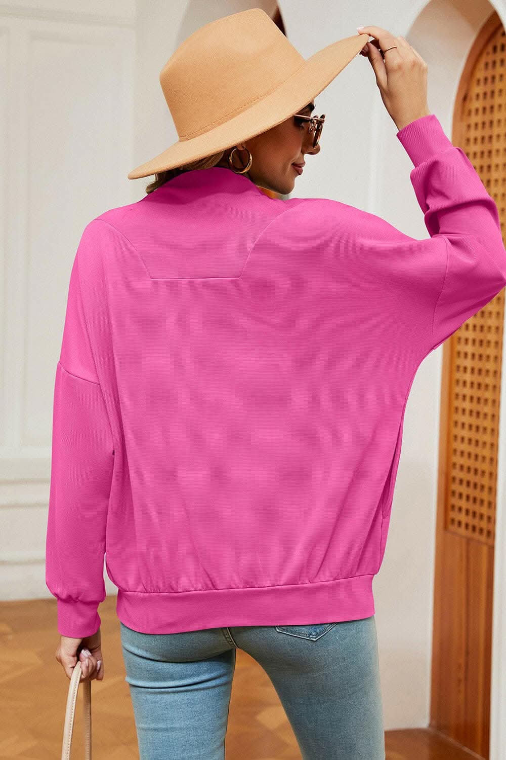 Chic half zip sweatshirt with pockets - Love Salve 