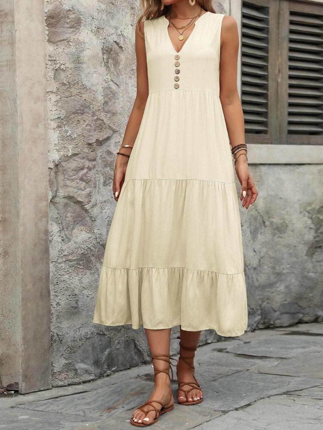 Elegant buttoned cotton dress - Love Salve 
