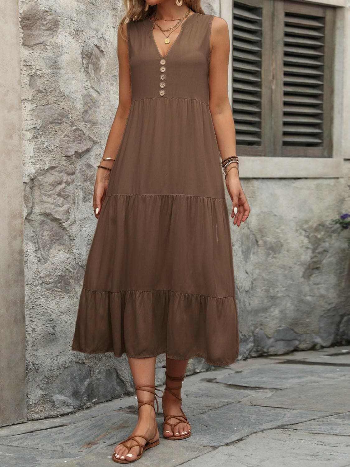 Elegant buttoned cotton dress - Love Salve 