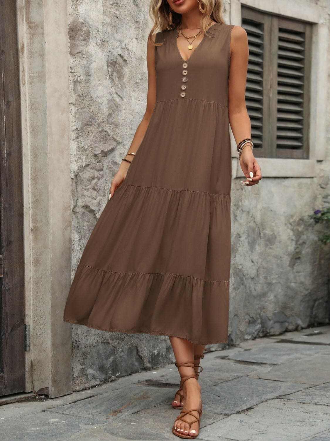 Elegant buttoned cotton dress - Love Salve 
